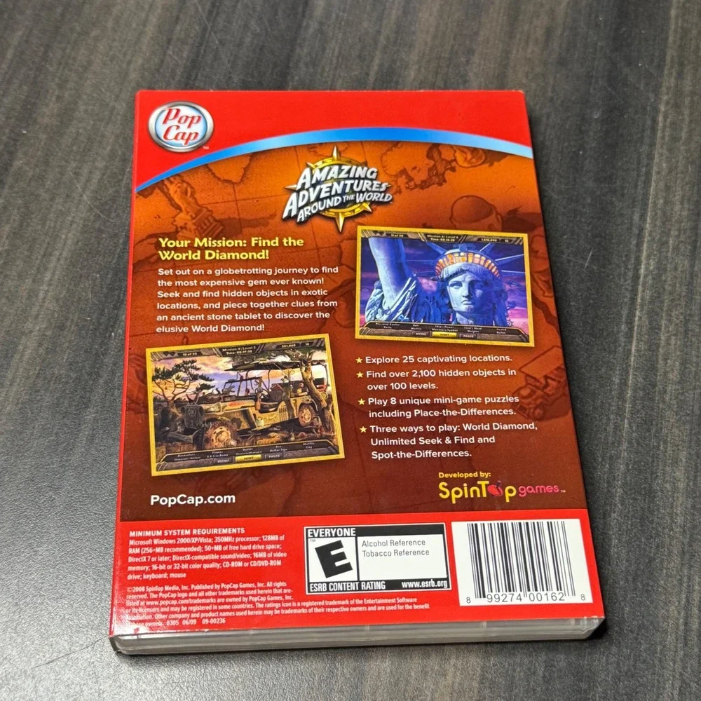 Amazing Adventures Around the World PopCap PC CD-ROM Hidden Object Puzzle Game